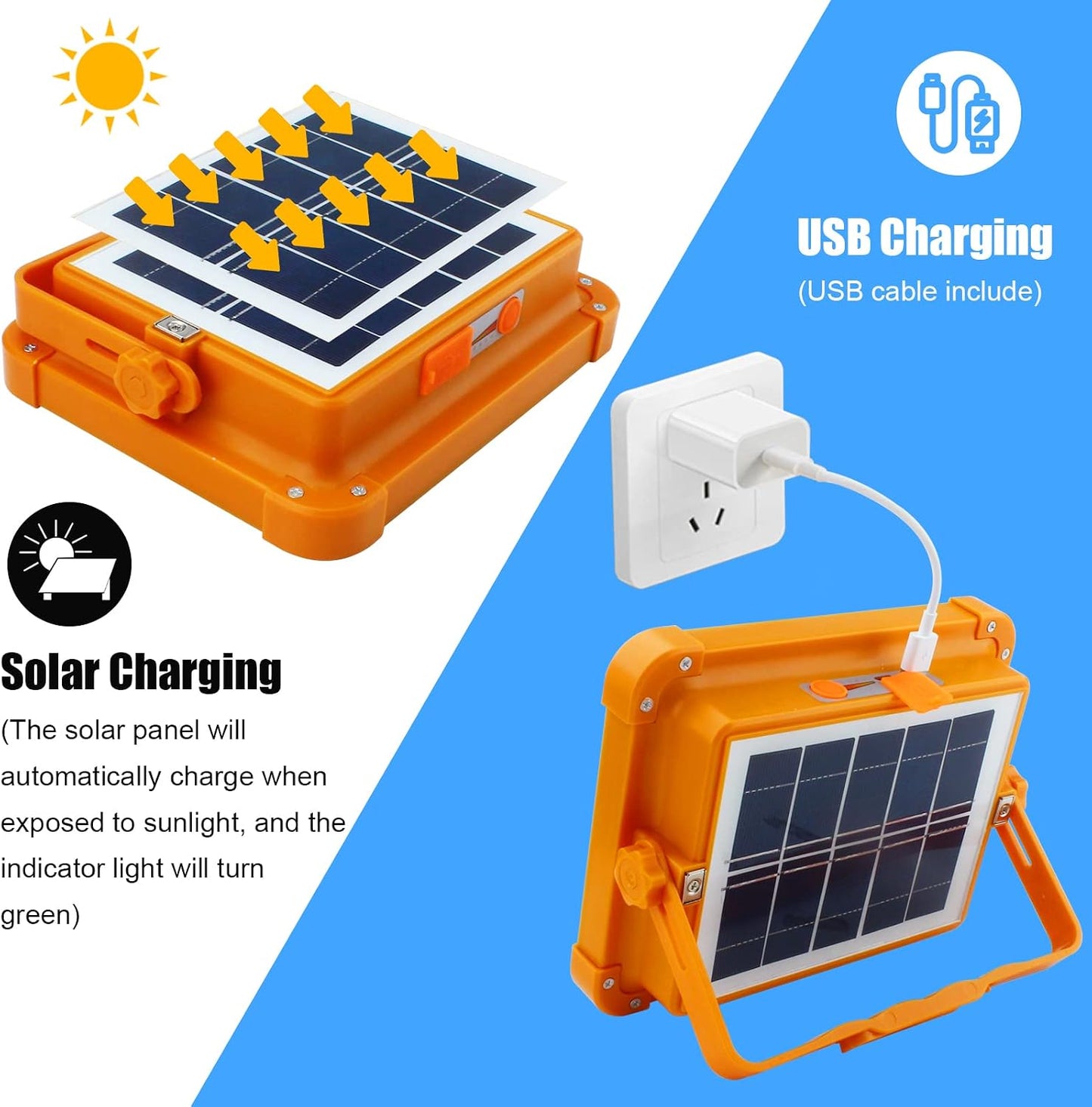 CREATESTAR Solar Portable Camping Light with Stand, 100W 12000mAh Battery Rechargeable Light with 4 Modes, LED Cordless Flood Lights for Work, Emergency Power Failure, Car Repair