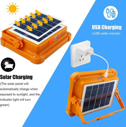 CREATESTAR Solar Portable Camping Light with Stand, 100W 12000mAh Battery Rechargeable Light with 4 Modes, LED Cordless Flood Lights for Work, Emergency Power Failure, Car Repair