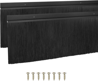 M METERXITY 2Pack Door Sweep - 39" Door Bottom Brush Heavy Duty Seal Draft Stopper Aluminum Base with 50mm Brush, Adhesive/Screw Installation for Interior/Exterior/Garage/Sliding Doors, Black