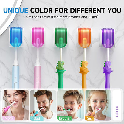 Toothbrush Holders for Bathrooms【Upgrade Single Slot Design】 Toothbrush Holder Wall Mounted with Cover Moisture-Proof and Dust-Proof Toothbrush Storage Organizer for Shower Family and Travel 3PCS