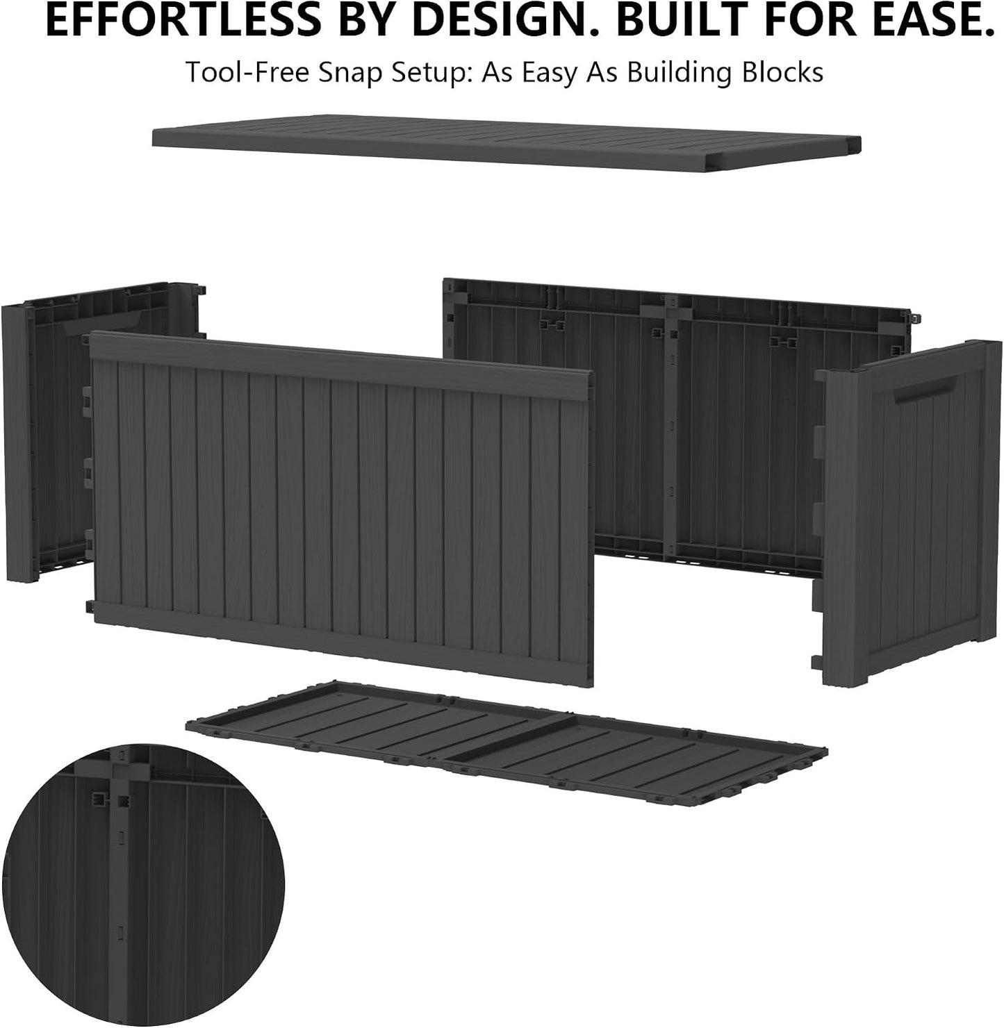 Outdoor Storage Box, 320 Gallon Waterproof Deck Box [Upgraded 3.0], Dual Gas-Spring Ultimate Resin Organizer for King Cushions, Heavy-Duty Lockable Estate Storage Bench, Backyard BBQ, Black