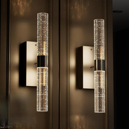 Crystal Battery Operated Wall Sconces Set of 2, Black Rechargeable Wireless Wall Light Fixtures with Remote Control, 3CCT and 12 RGB Dimmable Wall Lamps for Bedroom Living Room Hallway