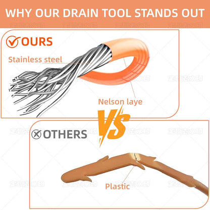 32 Inch Snake Hair Drain Clog Remover, Anti-Break Metal with Nylon Coating Drain Hair Removal Tool, Long Flexible Augers Cleaning Tools for Shower, Kitchen Bathtub, Bathroom, Toilet
