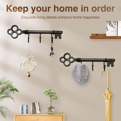 Classic Wall Mounted Key Holder Hook Rack, Vintage Key Rack for Entryway (Gold)