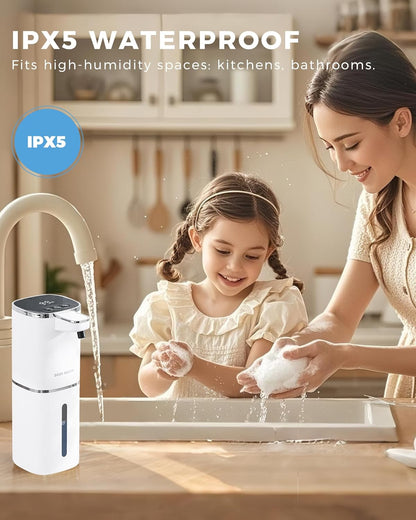 2 Pack Automatic Foaming Soap Dispenser, 13.5oz/400mL, USB Rechargeable,9- Adjustable Foam Levels, IPX5 Waterproof, Touchless & Wall/Tabletop Use for Kitchen Bathroom, Black
