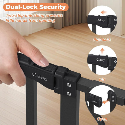 Baby Gate No Drilling, 29"-40" Auto Close Dog Gate Indoor for Doorways & Stairs, Pressure Mounted Adjustable Pet Gate, Easy Walk Through Child Gate for Children & Pets Stroller Friendly, White
