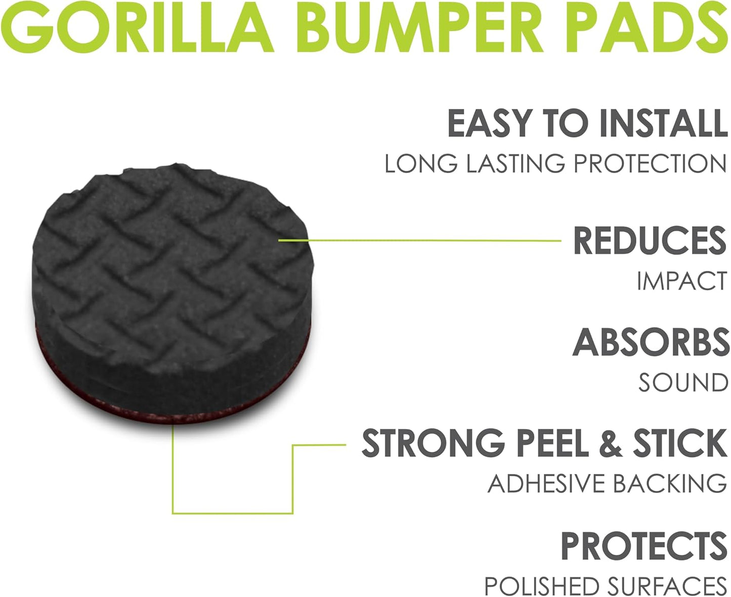Slipstick GorillaPads CB147 Non Slip Furniture Pads/Gripper Feet (Set of 16) Self Adhesive Rubber Floor Protectors, 1 inch Round, Black