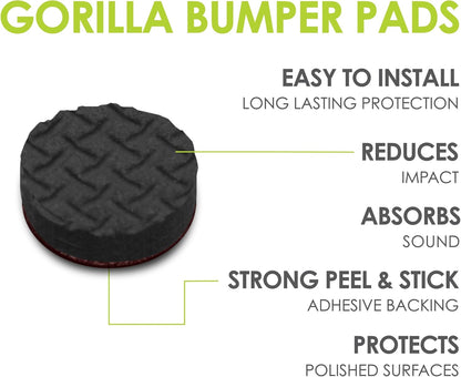 Slipstick GorillaPads CB147 Non Slip Furniture Pads/Gripper Feet (Set of 16) Self Adhesive Rubber Floor Protectors, 1 inch Round, Black