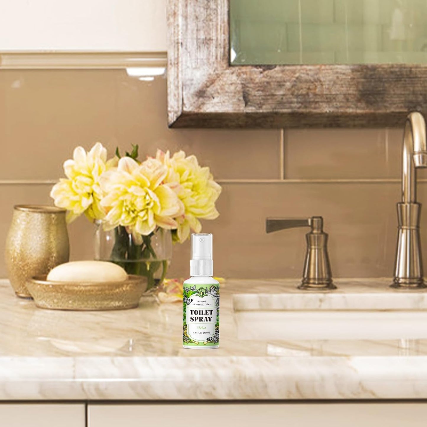 SCENTORINI Toilet Spray for Poo Odor Eliminator, Bathroom & Toilet Odor Elimination,Travel Size, 2 Lemon & 2 Lavender & 2 Mint, 1 oz Bottles, Air Freshener Spray for Poop, Home, Travel and Pockets