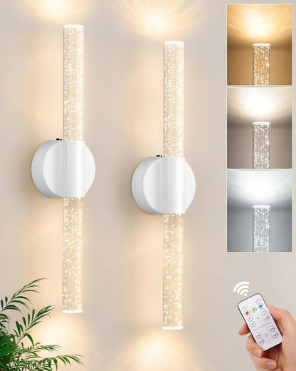 Peel and Stick on Gold Battery Operated Wall Sconces Set of 2, Rechargeable Magnetic Linear Wall Lights for Bedroom, Wireless Sconces with Remote&Touch Control, 3CCT&Dimmable Wall Lamp for Living Room