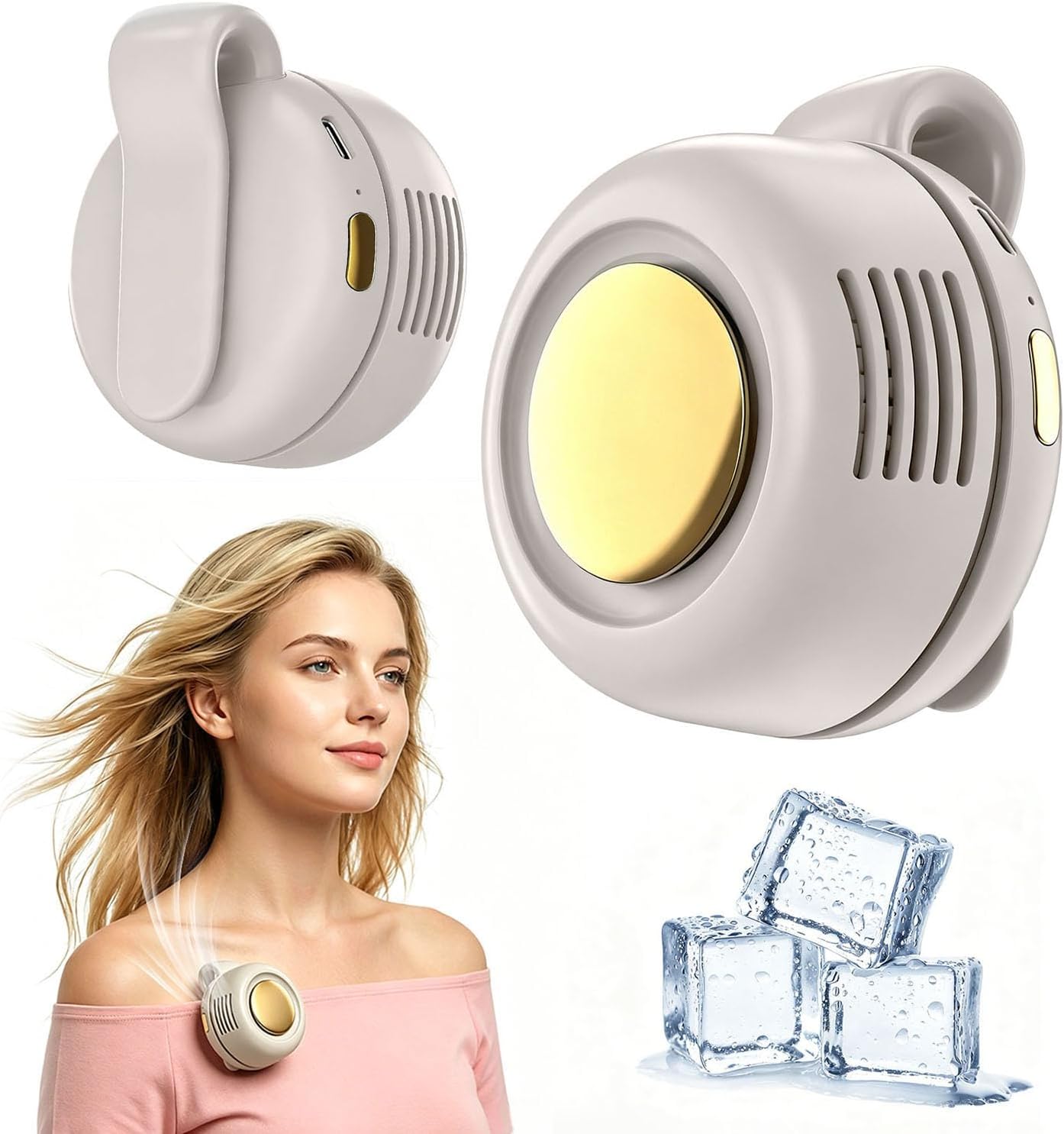 Portable Silent Mini Bladeless Electric Fan, 360° Rotatable Portable Mini Clip On Fan for Shirt Waist Rechargeable Whirlwind Clip Fan, 3-Speed Personal Fan Clip On for Outdoor, Travel, Home (Green)