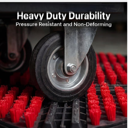 Heavy Duty Outdoor Boot Scraper Mat, 29.5" x 17.5" | Mud & Snow Doormat with Stiff Nylon Bristles, Modular Interlocking Shoe Cleaner for Garden 1.37" Thick