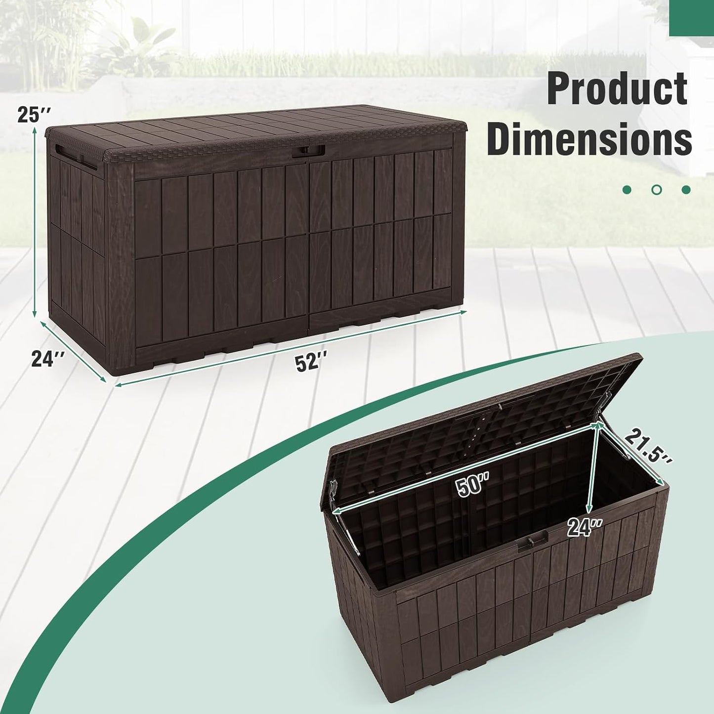 Tangkula 25 Gallon Waterproof Outdoor Storage Box with Lockable Lid | PP Resin, Wicker Patterned, Indoor Outdoor Use, Portable, Versatility, for Deck, Pool, Patio Cushions, Garden Tools