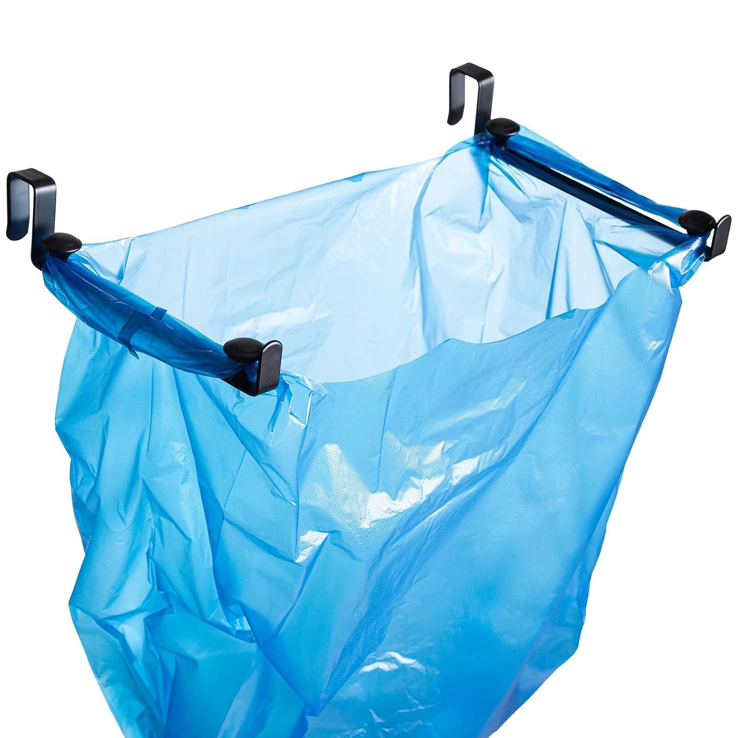 Large Trash Bag Holder for Kitchen Cabinets Doors, Under Sink Plastic Bag Hooks, Stainless Steel Garbage Bag Holder, Kitchen Trash Waste Cans (Black)