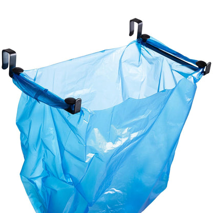Large Trash Bag Holder for Kitchen Cabinets Doors, Under Sink Plastic Bag Hooks, Stainless Steel Garbage Bag Holder, Kitchen Trash Waste Cans (Black)