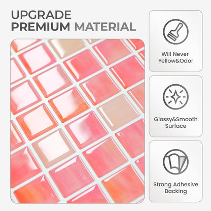 5 Sheets Peel and Stick Backsplash, Self Adhesive Wall Tiles, 3D Adhesive Tile Backsplash, 12"x12"Premium Self Adhesive Wall Tiles Peel and Stickfor Kitchen, Bathroom, RV(Spring Moss)