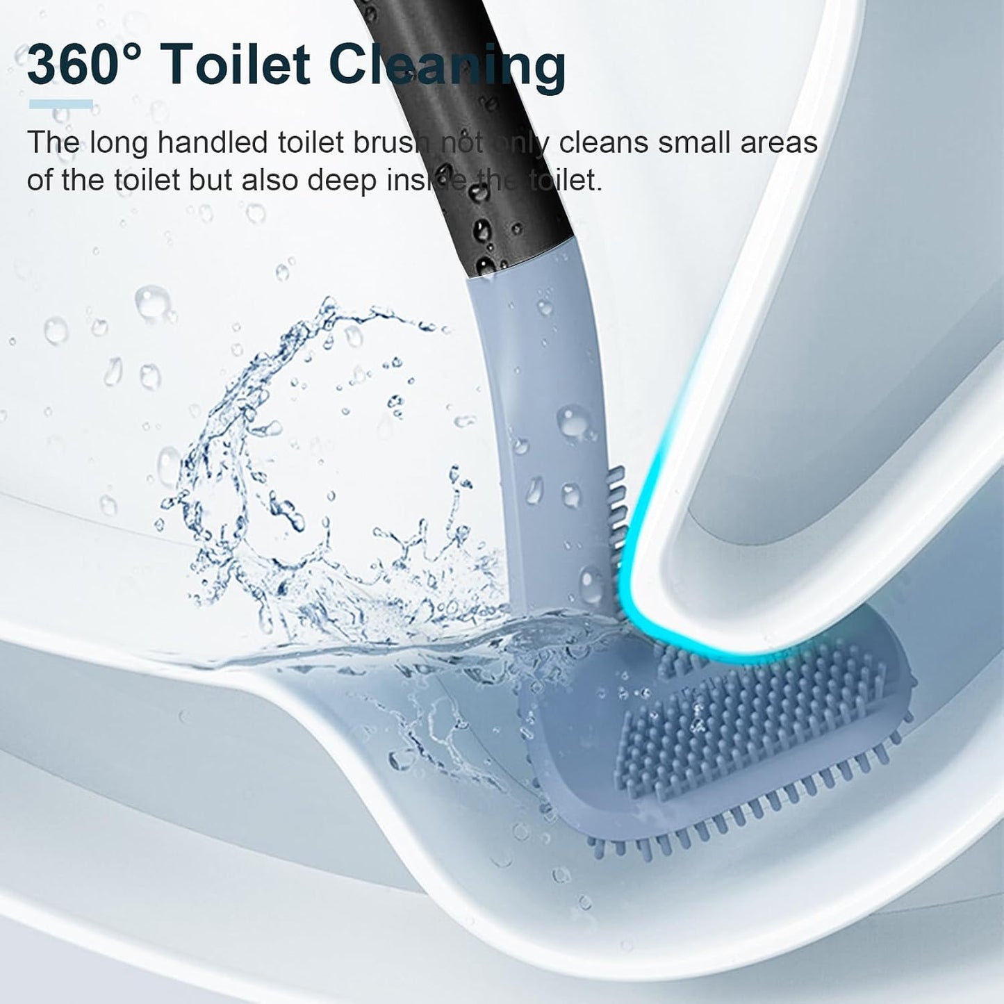 3 Pack Golf Toilet Brush, Flexible Long Handled Toilet Cleaning Brush, 360° No Dead Space Deep Toilet Cleaning Brush, Toilet Brush for Bathroom, with Hook (White + Blue + Grey)