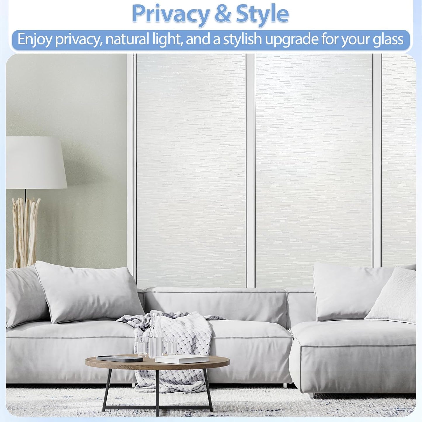 GTJ Frosted Window Privacy Film, Static Cling No Glue Removable Reusable, UV Blocking Glare & Heat Reduction, for Bathroom Glass Door Home Office, 17.5" x 78.7"in