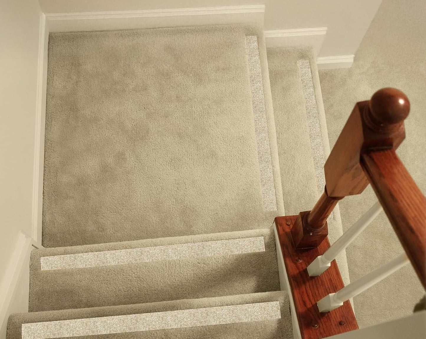 CarpetKrin, Non-Slip Nosing for Carpeted Stair, Carpet Grip Anti Slip Tread Protection; x5 Pcs (19x2 Inches; Beige-Gravel with SG3 Traction)