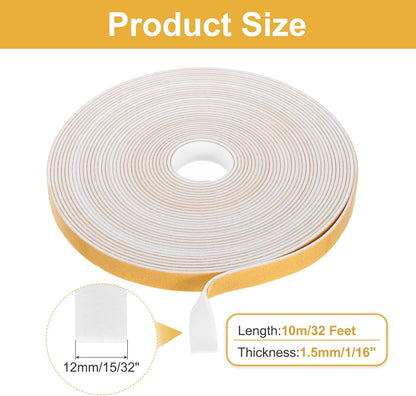 MECCANIXITY Weather Door Seal Strip Tape, Door Insulation Stripping Single Side Strong Self Adhesive Foam Tape Gap Filler for Door, Window, 1/4 Inch x 1/16 Inch x 32 Feet White 2 Pack