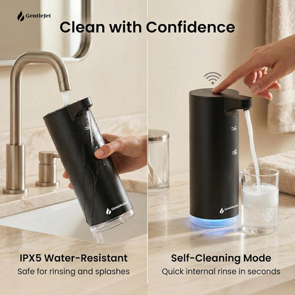 GentleJet EasyFoam Automatic Foaming Soap Dispenser Touchless Sensor, USB-C Rechargeable, 304 Stainless Steel, IPX5 Waterproof for Bathroom Kitchen Sink, 280 ml