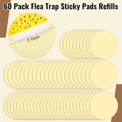 60 Pack Flea Trap Refills 7.1" Sticky Pads Fit Most Flea Traps | Flea Trap Sticky Pads Refills, Fit Most 7.1" Traps, for Inside Home Strong Adhesive, 7.1" Round Disc, Odorless Glue