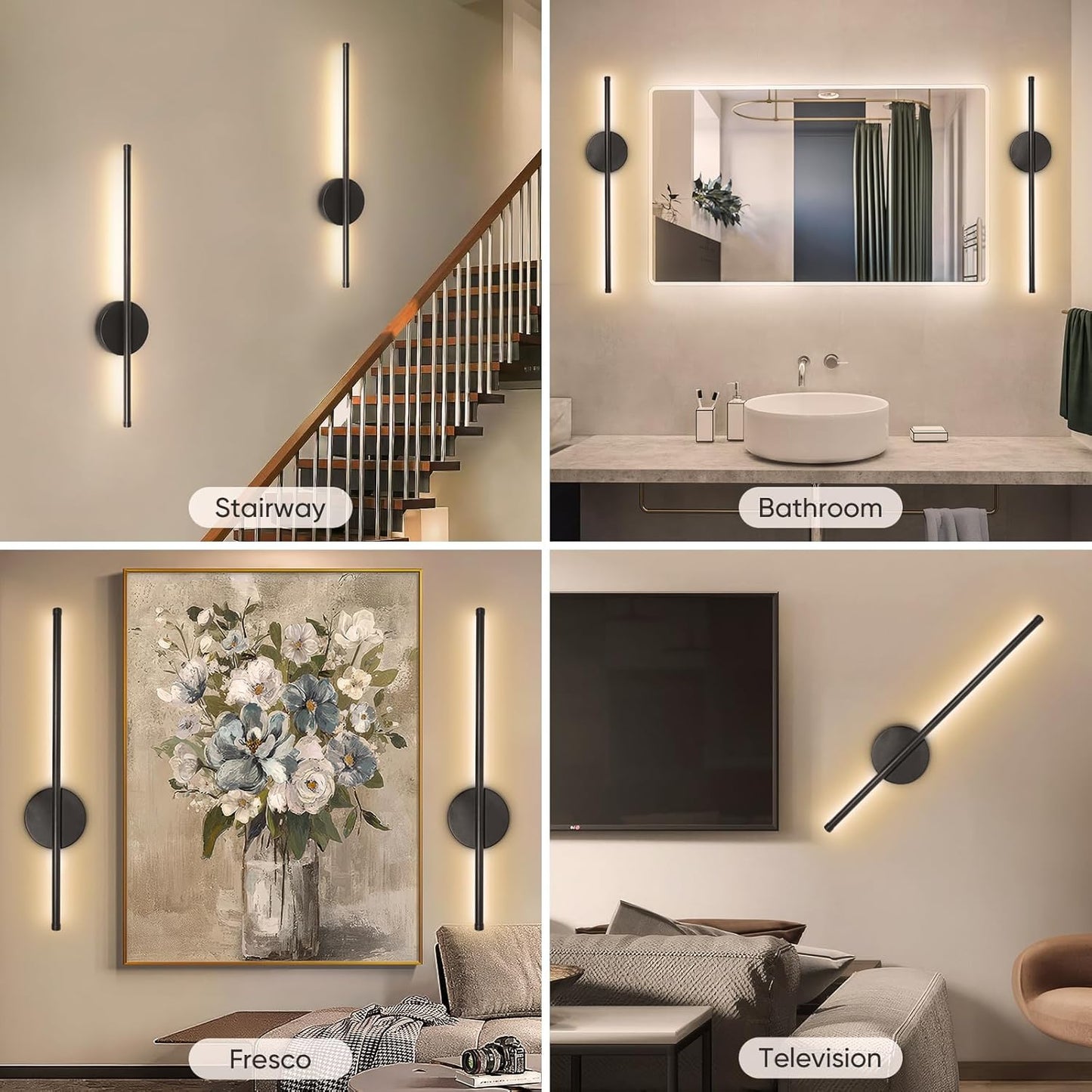 TaoFiaCo Battery Operated Wall Sconces Set of Two,Rechargeable Wall Sconces Set of 2 with Remote Control Dimmable Wall Light Decor for Living Room, Bathroom for, 24 Inch, Gold