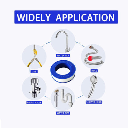 5 Rolls 1/2 Inch(W) X 520 Inches(L) Teflon Tape PTFE Thread Sealant Plumbers Tape for Seal Water Pipe, Shower Head,Prevent Leakage Duct Sealant Tape