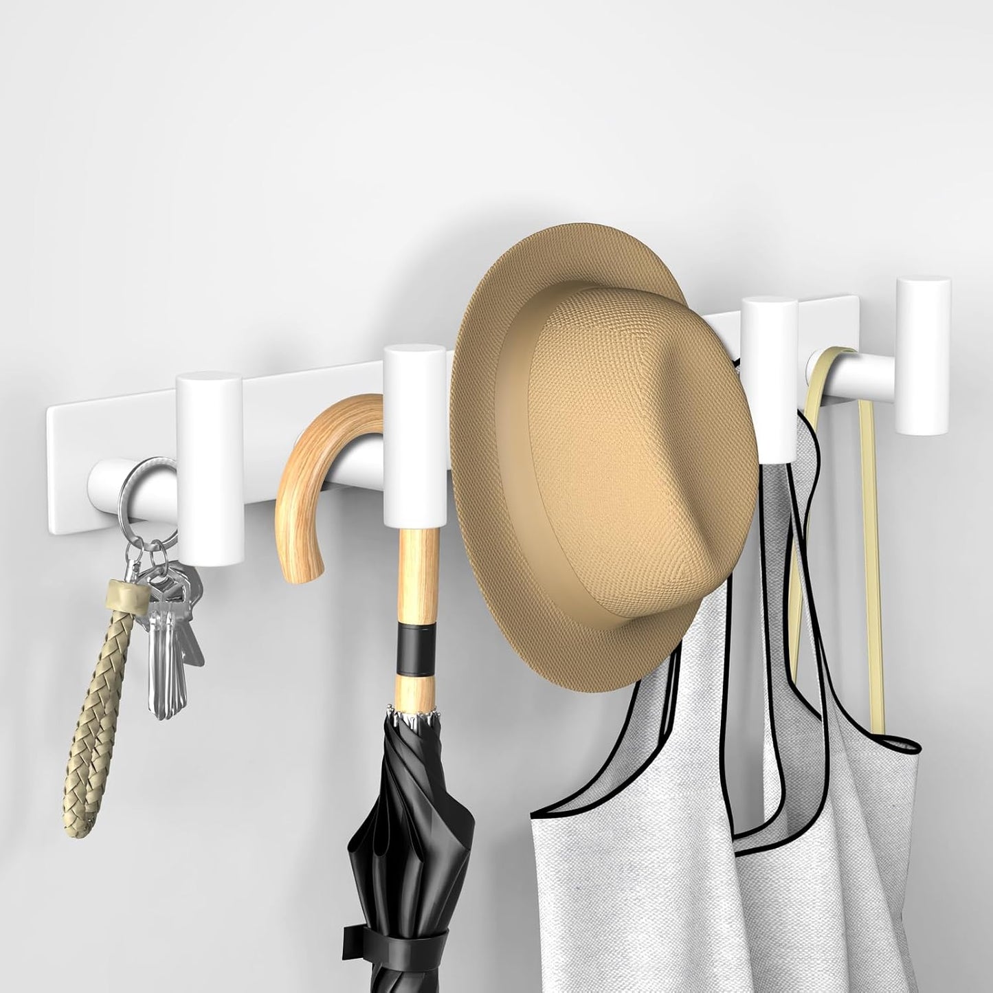 VAEHOLD Black Hat and Coat Wall Mount Rack - 3 Hooks for Robes, Bags, Keys, and Towels - Bathroom Towel Hanger Organizer (1 Pack)