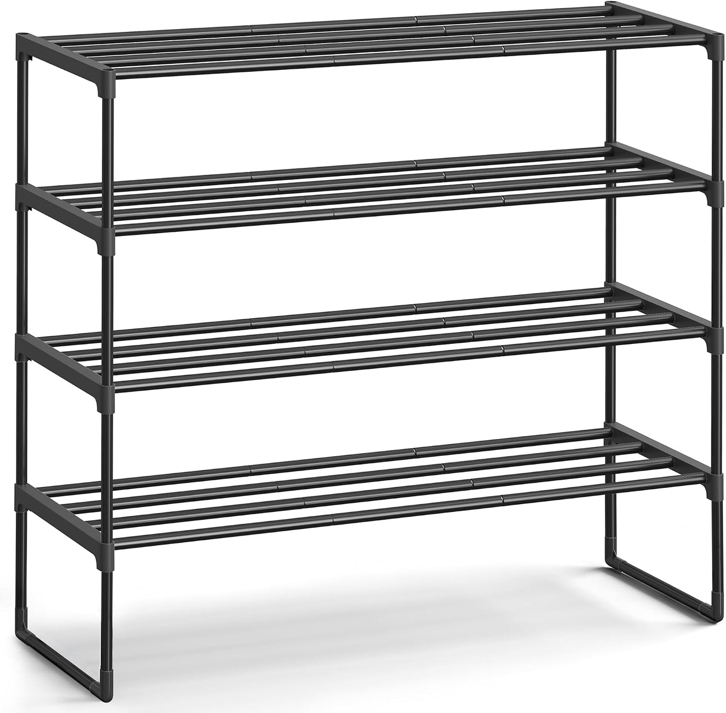 SONGMICS Shoe Rack, 6-Tier Shoe Organizer, Metal Storage Shelf, Upright or Upside Down, for 24-30 Pairs, Stackable, for Entryway, 11.8 x 36.2 x 42.7 Inches, Black ULSA306BH01