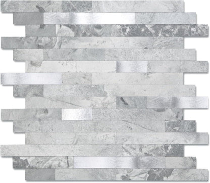 Yipscazo 2026 New Upgrade 11.34" X 11.57" Peel and Stick Backsplash, Stick on Backsplash Tiles for Kitchen, Bathroom, Fireplace (10 Sheets, Beige Rocks + Rose Gold)