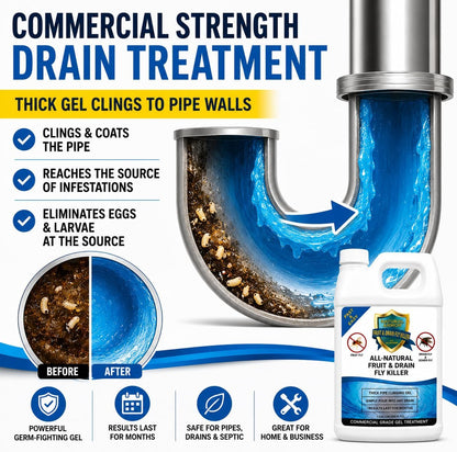 Natural Armor Drain Fly & Fruit Fly Killer (128oz Gallon) | Eliminates Gross Fruit, Drain, Sewer & Gnat Infestations from Any Drain - Simple, Easy to Use - Sewer & Septic Safe