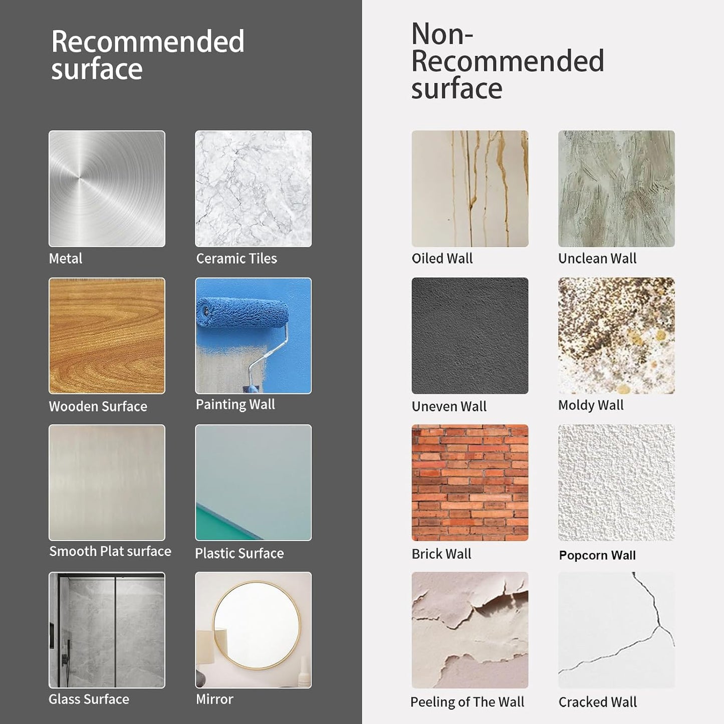 URCOLOR 10-Sheet Peel and Stick Backsplash Tile for Kitchen - 12”×12” Stick on Wall Tile for Bathroom, Black White Grey