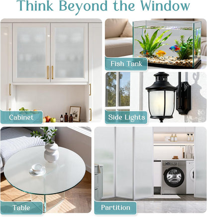 Haton Window Privacy Film Frosted Glass Film for Door Bathroom Shower, Peel & Stick, Day & Night, Papel para Ventanas Privacidad, Covering Sticker Removable Decorative Translucent Pure 17.5" x 78.7"