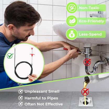 Drain Snake Auger with 4-Claw Grabber, Manual Sink Unclogger Tool, Flexible Cable for Kitchen, Bathroom Floor Drains & Pipes, Food & Hair Clog Remover (40 Inches)