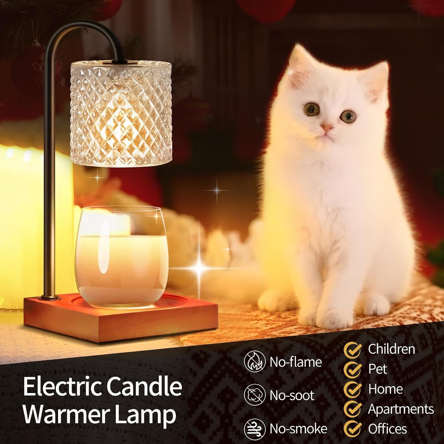 TigQiang Candle Warmer Lamp with Timer Dimmer, Birthday Gifts for Women Mom, House Warming Gifts, Elegant New Home Decor, Wax Warmer for Jar Candles, Heater Lamp for Scented Wax, Clear Glass