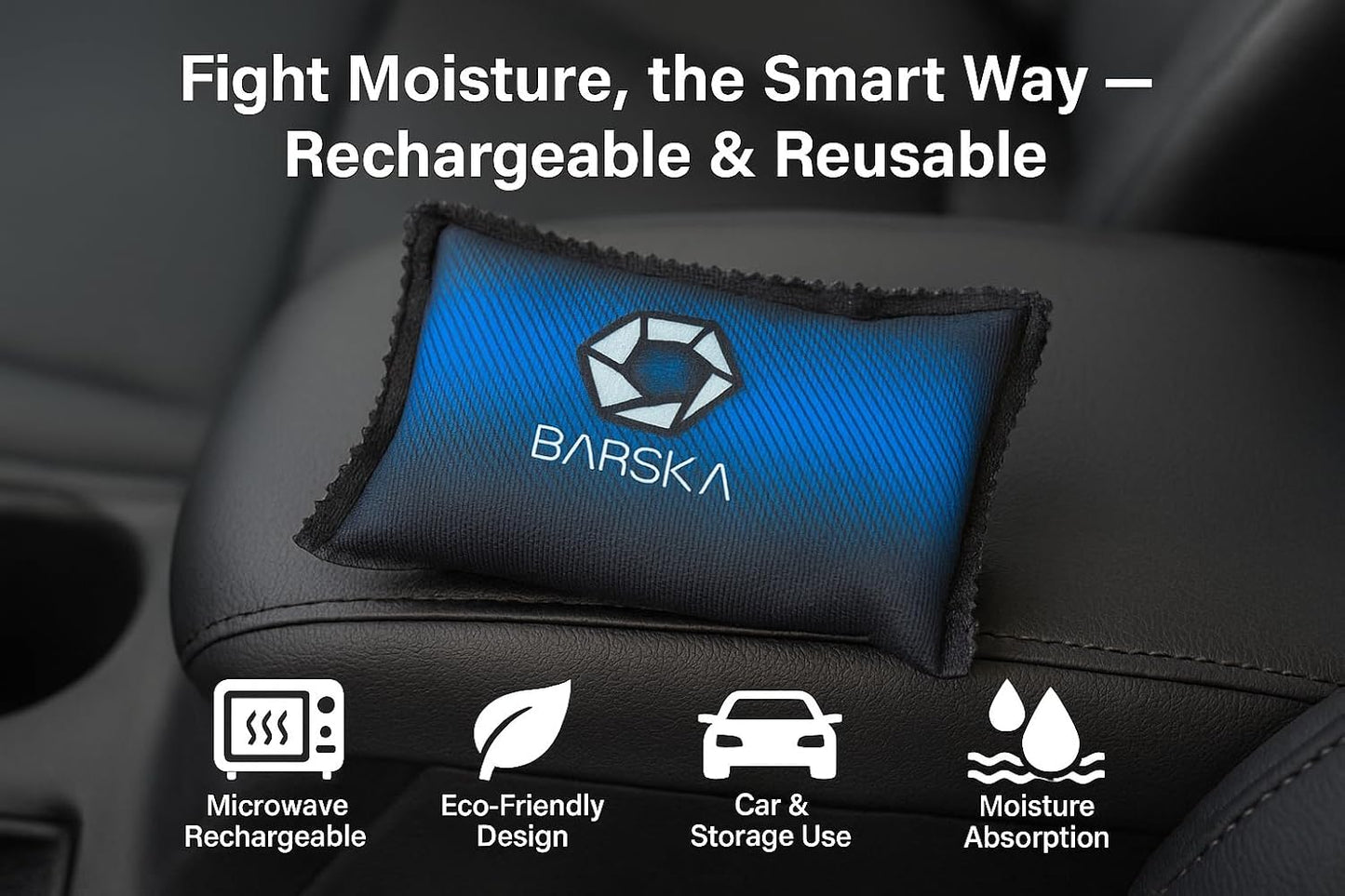 BARSKA Rechargeable Desiccant Dehumidifier - Safe Moisture Absorber for Home Closets, Gun Safes, Basement, Garage, Cars - Microwaveable - Portable Blue Dehumidifying Solution