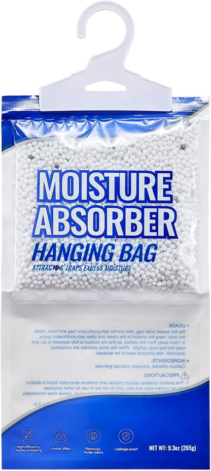 Happybuy Hanging Moisture Absorber, 9.3 oz (10 Packs), Fragrance-Free Bags for Wardrobes, Bedrooms & Bathrooms