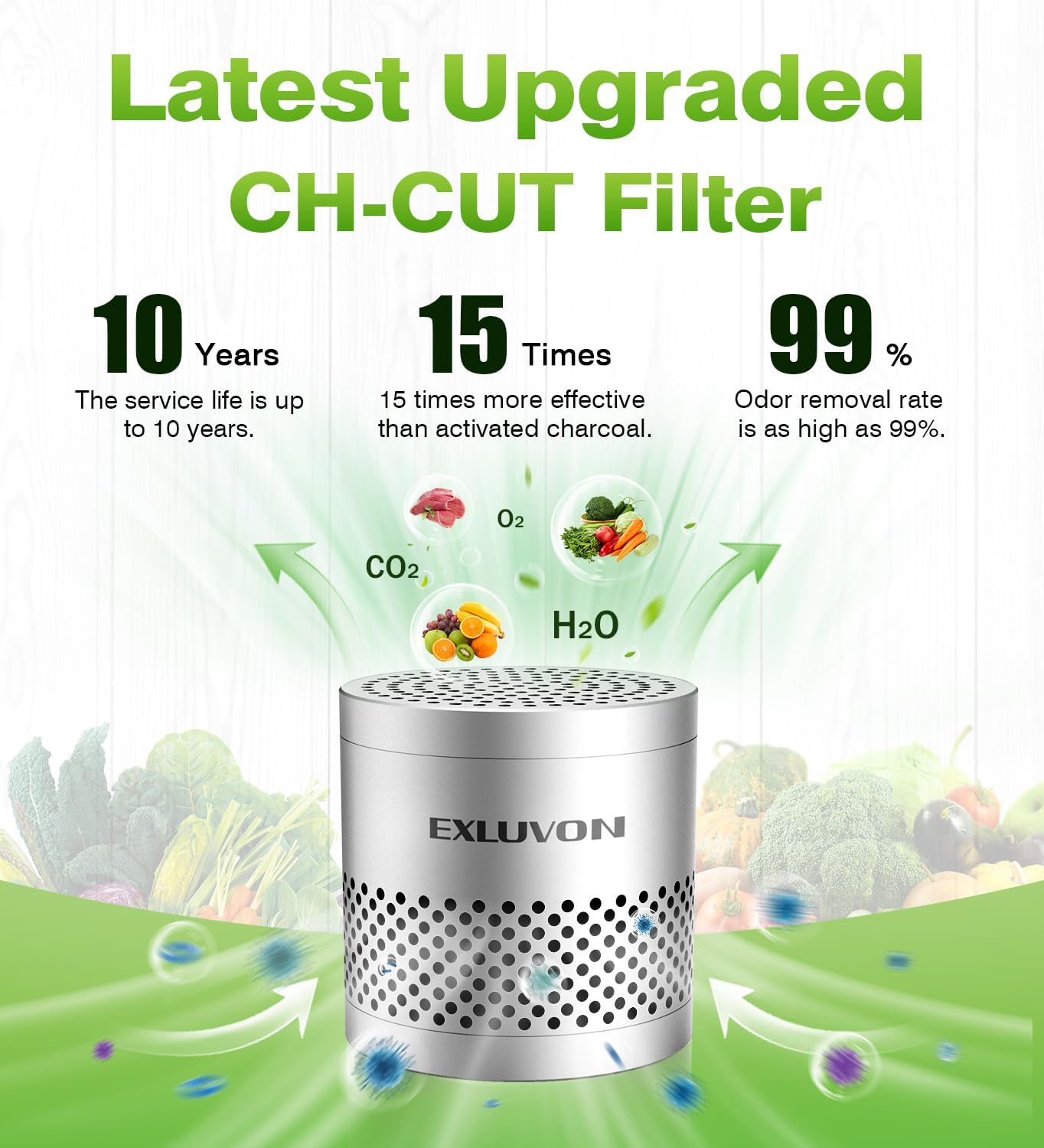 Refrigerator Deodorizer, Fridge Odor Eliminator Lasts for 10 Years, Household Essentials Fridge Smell Eliminator, More Effective Than Baking Soda and Bamboo Charcoal Air Purifying Bag, Black