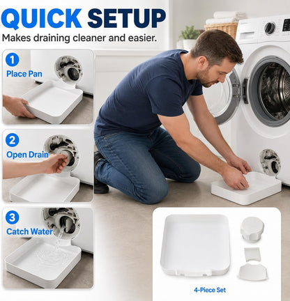 Universal Front-Load Washing Machine Drain Pan, Washer Drain Pan, Washing Machine Drainage Tray, Easy Installation for Apartments, Garages, and Rentals (drip Tray)
