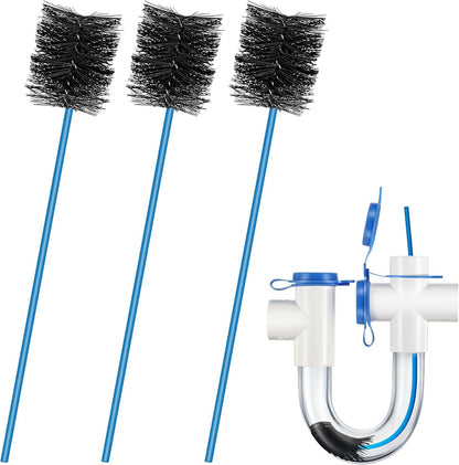 3 Pcs Condensate Trap Flexible Drain Brush, 48 Inch AC Drain Line Cleaning Brush for AC & HAVC Condensate P Trap, Black