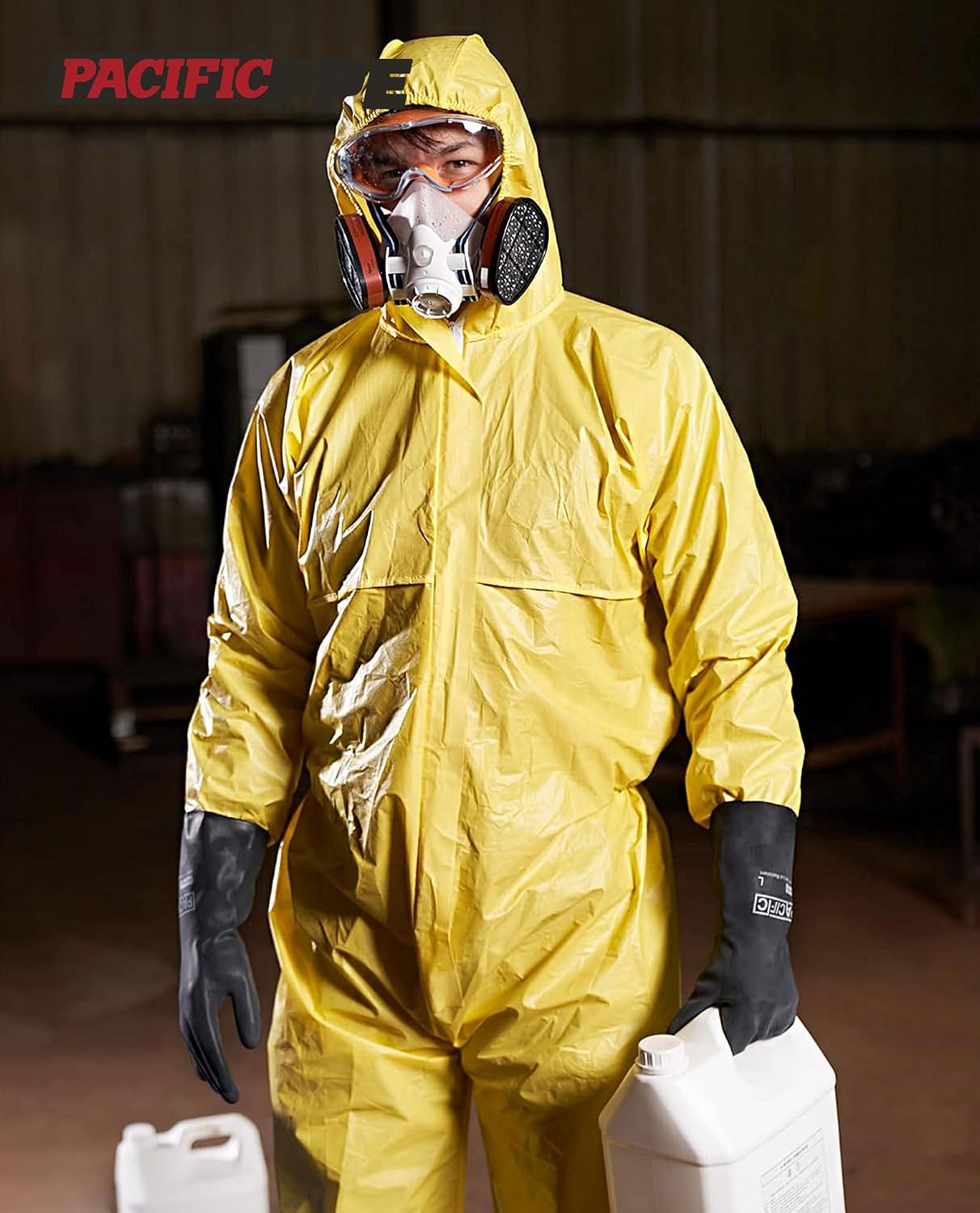 PACIFIC PPE Heavy Duty Latex Chemical Gloves, Strong Acid Resistance Rubber Gloves, Against Alkali and Oil, 22", 1 Pair