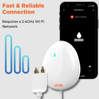 MOBI Smart Home 2.4GHz WiFi Water Leak Sensor, Water Sensor, Water Detector Alarm, Water Leak & Flood Detector, Smart Notification App, Expand with Cameras & Smart Home Devices (3-Pack)