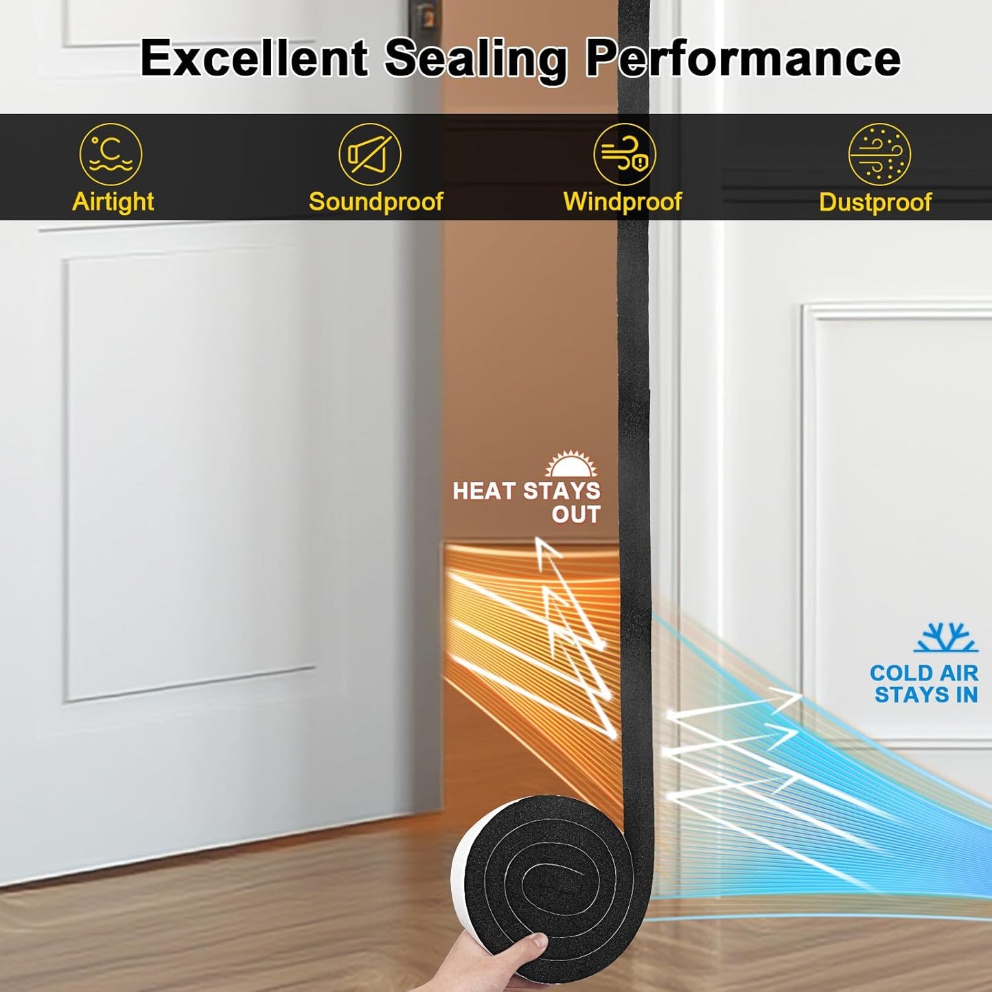 Strong Adhesive Weather Stripping, High Density Weatherproof Weather Stripping Door Seal Strip for Sliding Door, Windows,Noise-Reduction Foam Sealing Strip, White(1/2 in x 1/4 in x 13Ft) - Colors A