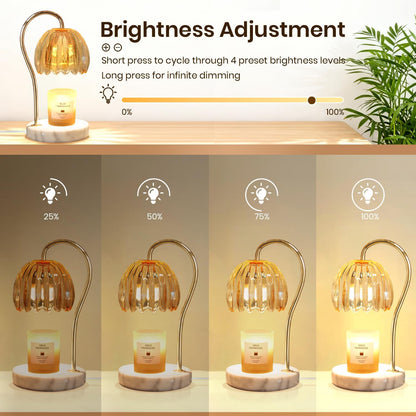 Candle Warmer Lamp with Timer & Dimmer, Electric Candle Lamp Warmer with 2 Bulbs for Scented Candle, Home Decor Gift for Her, Mother’s Day Gift (Milk Tea)