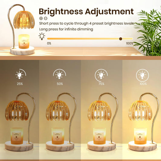 Candle Warmer Lamp with Timer & Dimmer, Electric Candle Lamp Warmer with 2 Bulbs for Scented Candle, Home Decor Gift for Her, Mother’s Day Gift (Milk Tea)