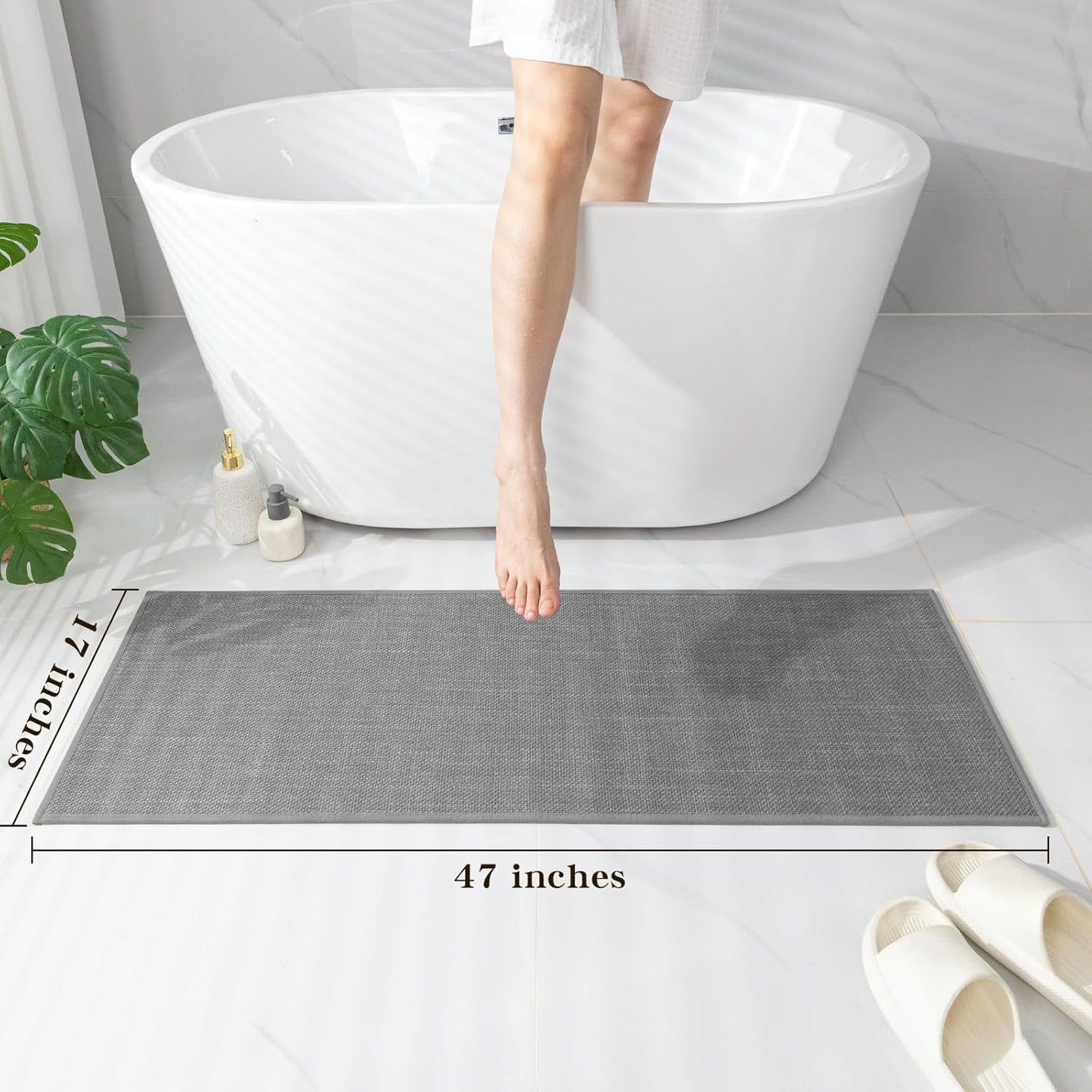 chakme Bathroom Rugs Mat 24x17, Ultra Thin Non Slip Bath Mat Small Quick Dry Absorbent Bath Mat for Bathroom Floor, (Dark Beige, 24"x17")