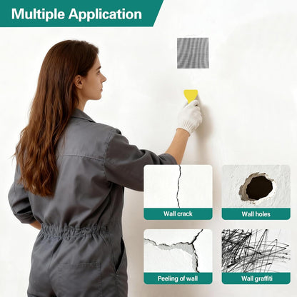 25 Pcs Drywall Repair Kit - 4/6/8/10 Inch Wall Patch Repair Kit for Large Holes, Dry Wall Patch Kits with Scraper Sandpapers Gloves, Quick Fix for Ceiling Bathroom Wall Damage
