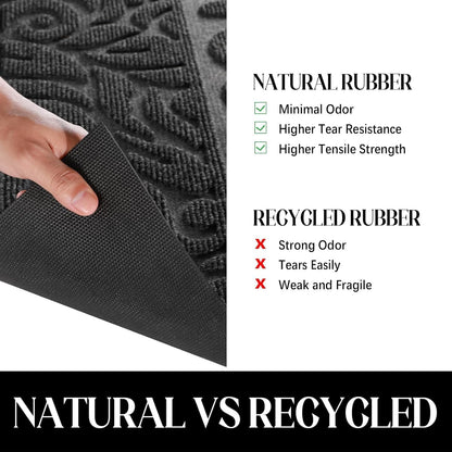 Yimobra Welcome Mat Outdoor 29.5x17, Waterproof Non-Slip Outdoor Mats for Front Door Outside Entrance, Low-Profile Entryway Mat Indoor for Garage Patio, Black