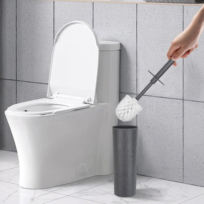Topsky 2 Pack Compact Toilet Brush & Holder Set, Plastic Round Barrel Loo Brush with 2 Replacement Toilet Brush Head, Durable for Bathroom Toilet, Gray